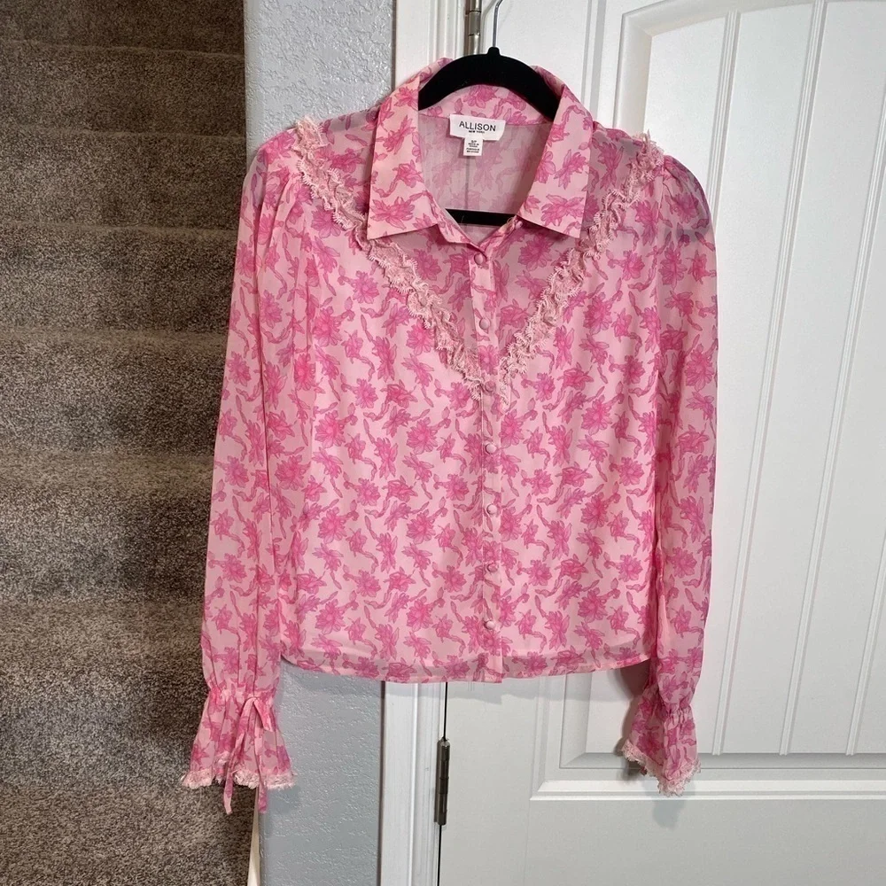 ALLISON NEW YORK DELILAH MINI SKIRT AND MATCHING TOP PINK FLORAL SET